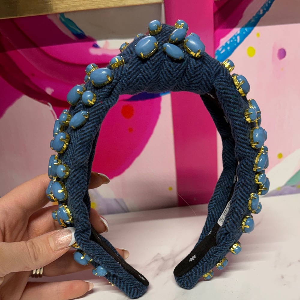 NWT Lele Sadoughi Blue Beaded Headband - Picture 2 of 4